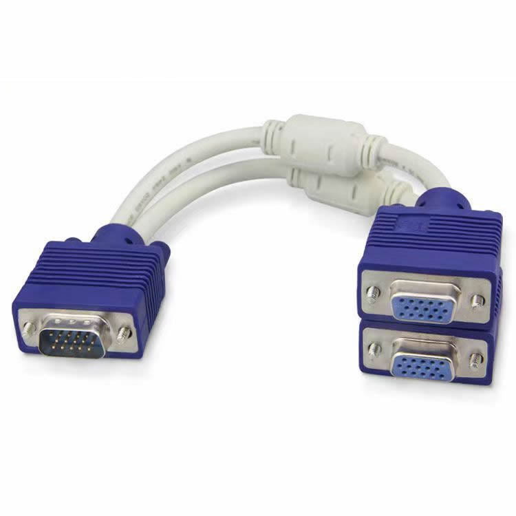25cm VGA Splitter Cable (Male to 2x Female)