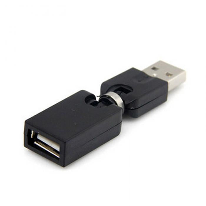 USB 2.0 Type-A Male to Female 360° Swivel Adapter - Black