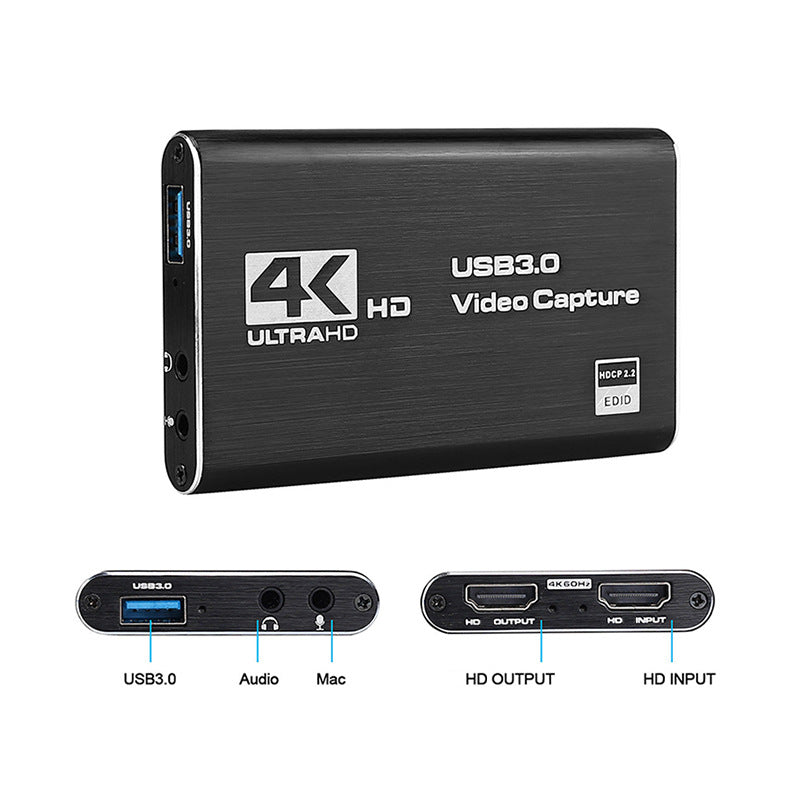 USB 3.0 Video Capture Card with HDMI Pass-Through and Audio Support