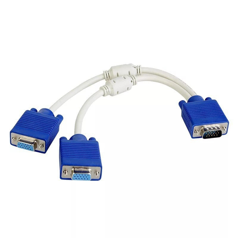 25cm VGA Splitter Cable (Male to 2x Female)