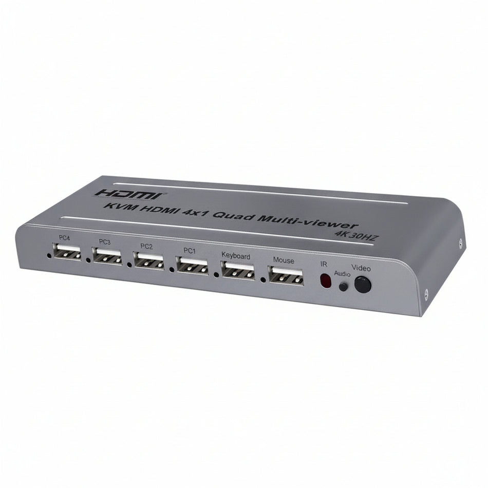 4-Port HDMI Quad Multi-Viewer & KVM Switch with 4K @ 30Hz Support