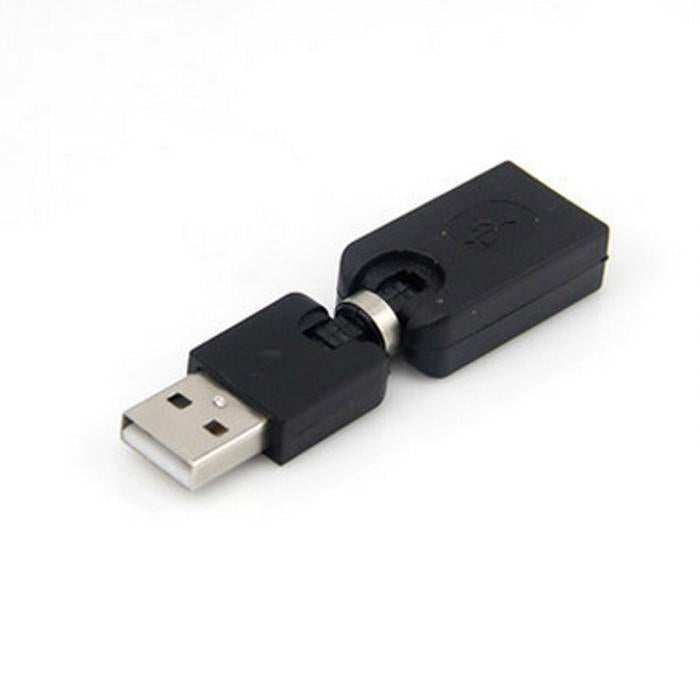 USB 2.0 Type-A Male to Female 360° Swivel Adapter - Black