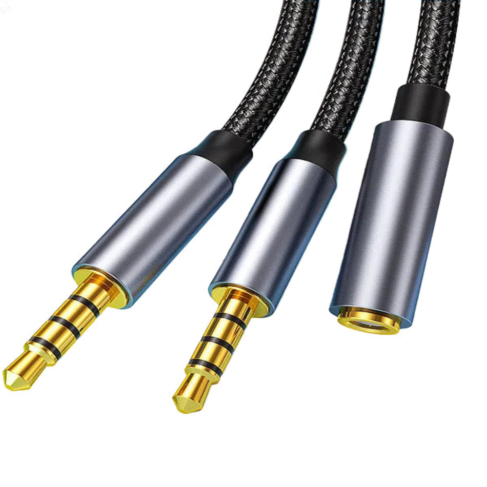 4-Pole TRRS 3.5mm Bi-Directional Audio Sharing Cable – 2x Male to 1x Female