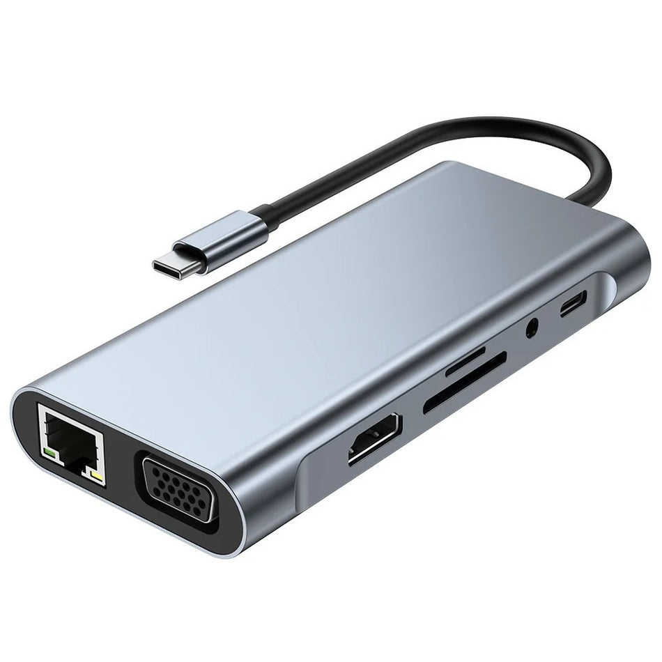 11-in-1 USB-C Hub with 60W Power Delivery, HDMI, VGA, Ethernet, SD/TF & Audio