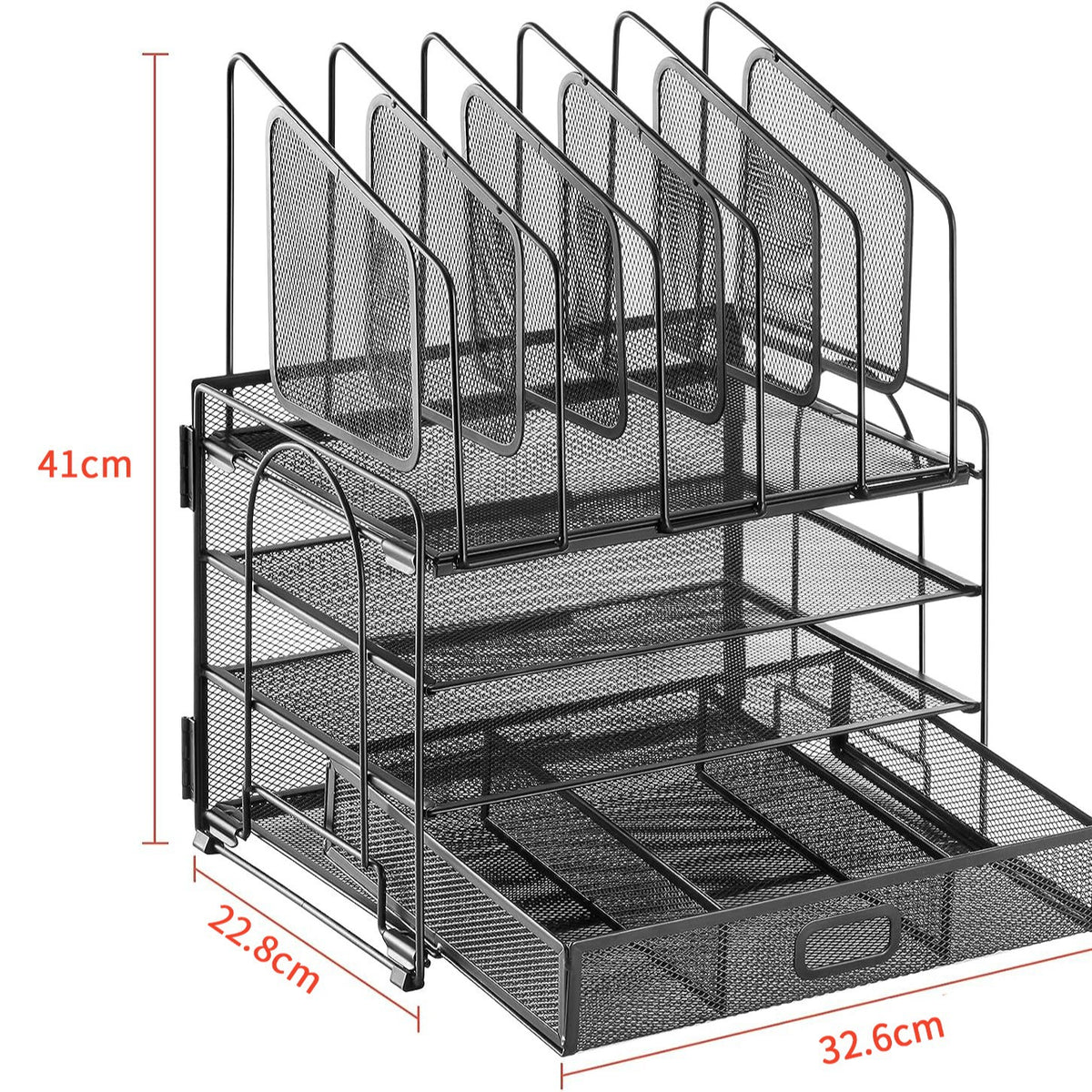 File organiser dimensions: 32.6cm wide, 22.8cm deep and 41cm high