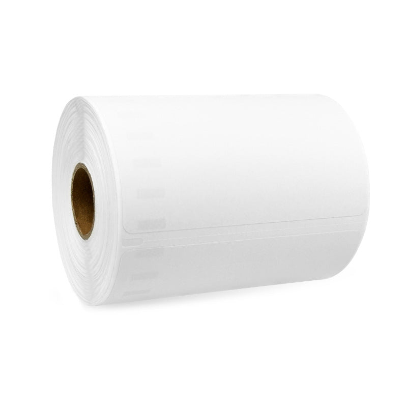 Side view of white 4 x 6 direct thermal label roll