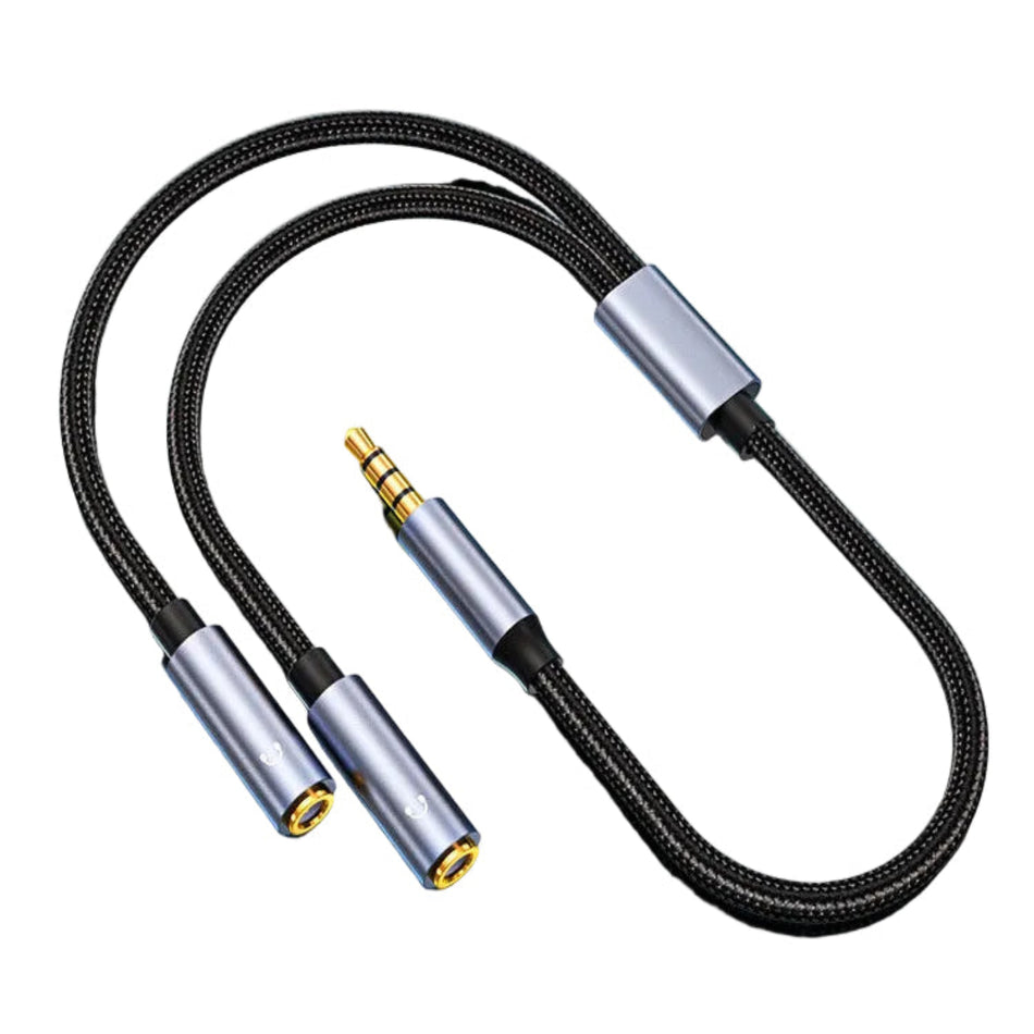 4-Pole TRRS to 3.5mm Stereo & Microphone Splitter Cable (Male to 2x Female)