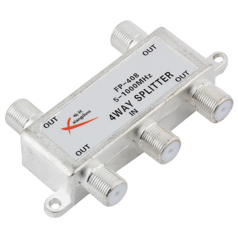 4-Way F-Type Coaxial Signal Splitter, 5–2400MHz, Weatherproof, 1 In 4 Out