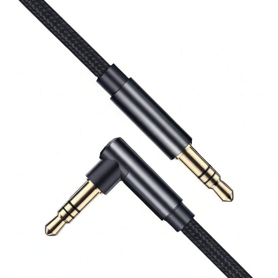 Right-Angled 3.5mm Stereo Audio AUX Cable (Male to Male)
