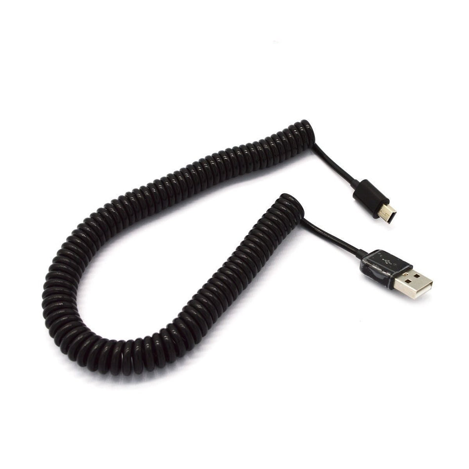 Mini USB 2.0 AM to Mini 5P 1m Spring Data Cable for Hard Drives, Cameras & Mobile Devices