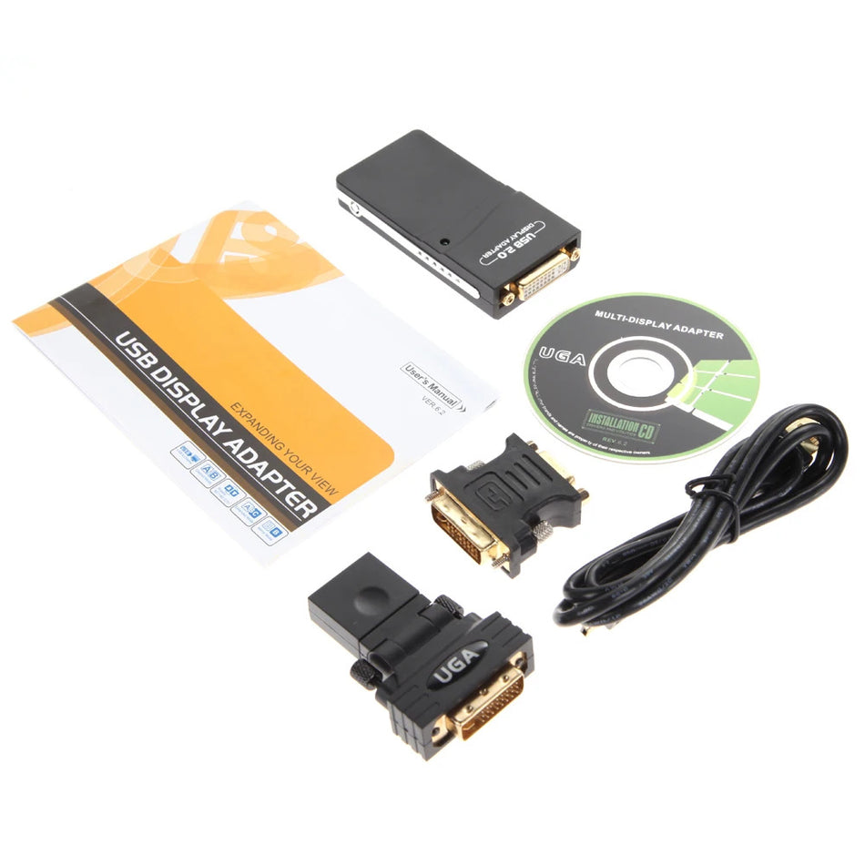 USB 2.0 to DVI-I Multi-Display Adapter with HDMI & VGA Output