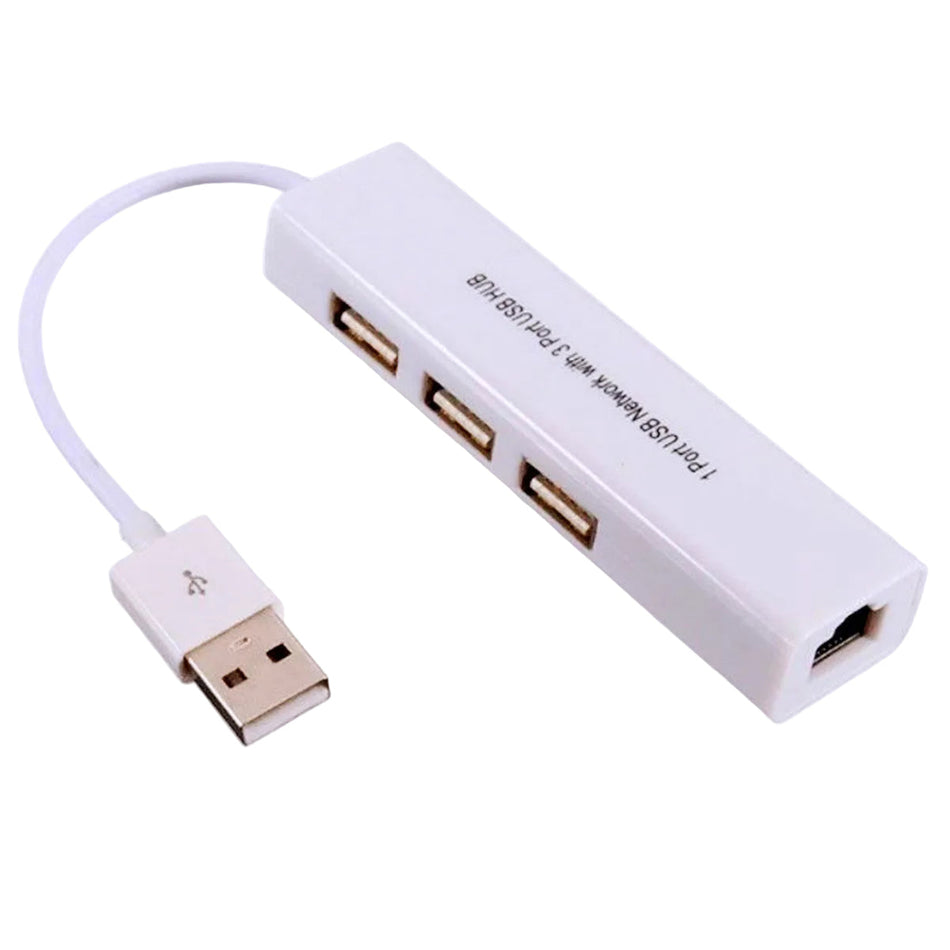 3-Port USB 2.0 Hub + 10/100 Ethernet Network Adapter (All-in-One)