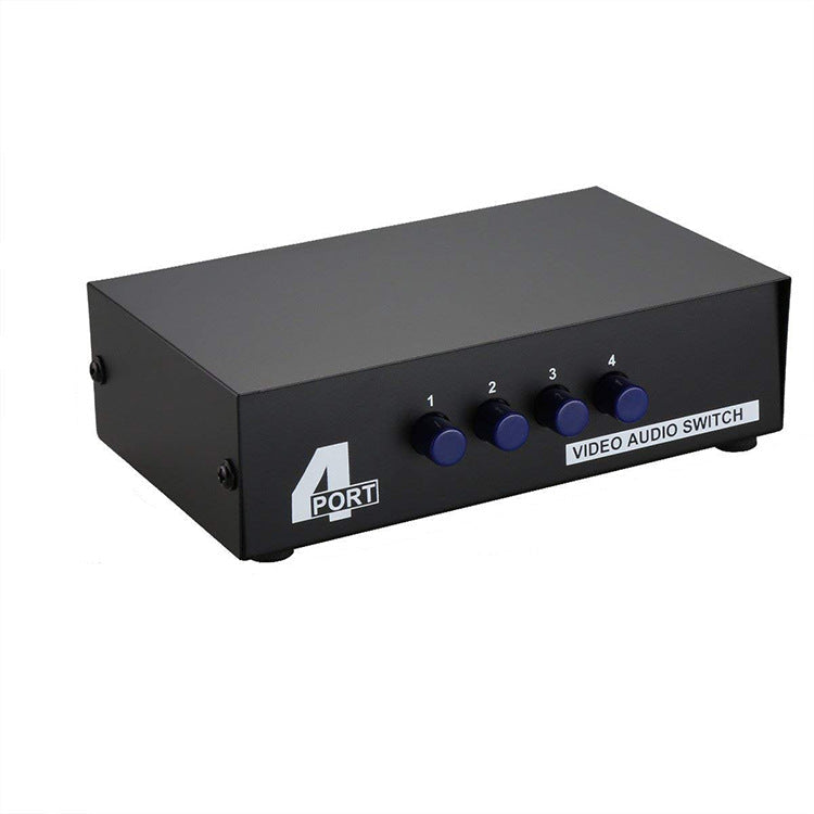 4-in-1 Out AV Switch Box – 3RCA (Composite Video + Stereo Audio)