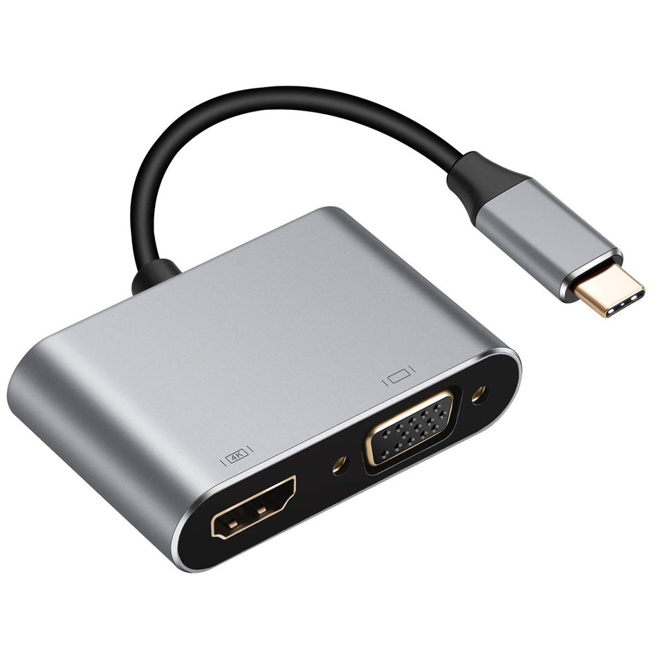 USB-C to HDMI & VGA 2-in-1 Adapter (4K 30Hz, 15cm)