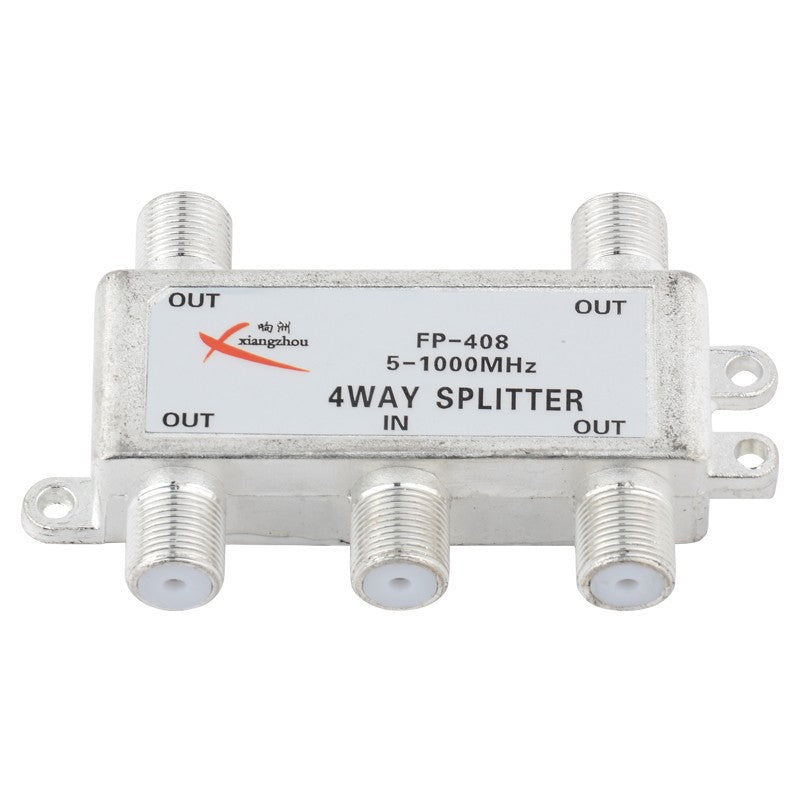 4-Way F-Type Coaxial Signal Splitter, 5–2400MHz, Weatherproof, 1 In 4 Out