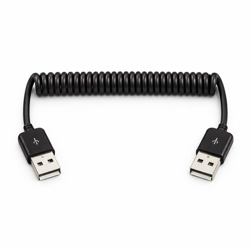 USB 2.0 Spring Coiled Type A Male to Male Cable