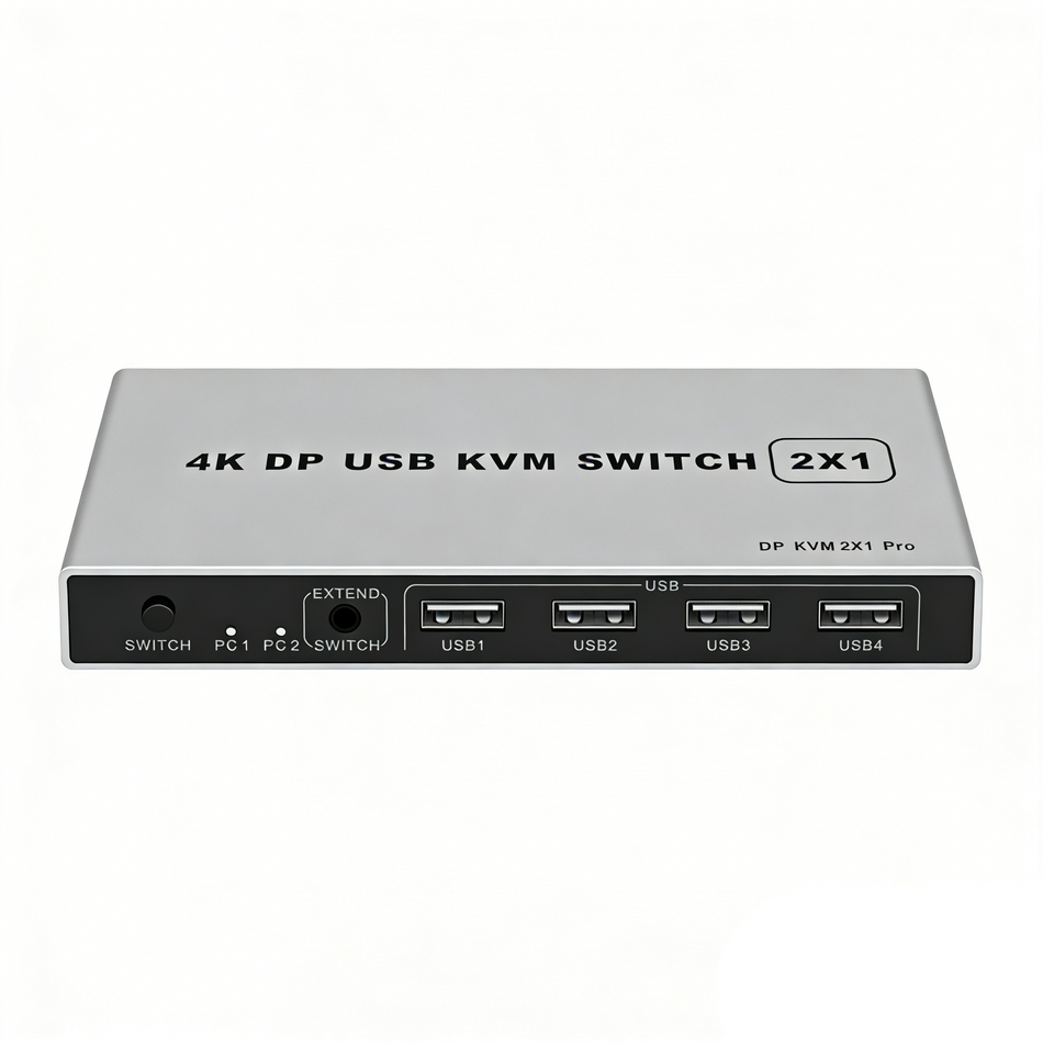 2-Port DisplayPort USB KVM Switch 4K/60Hz with Hotkey Switching