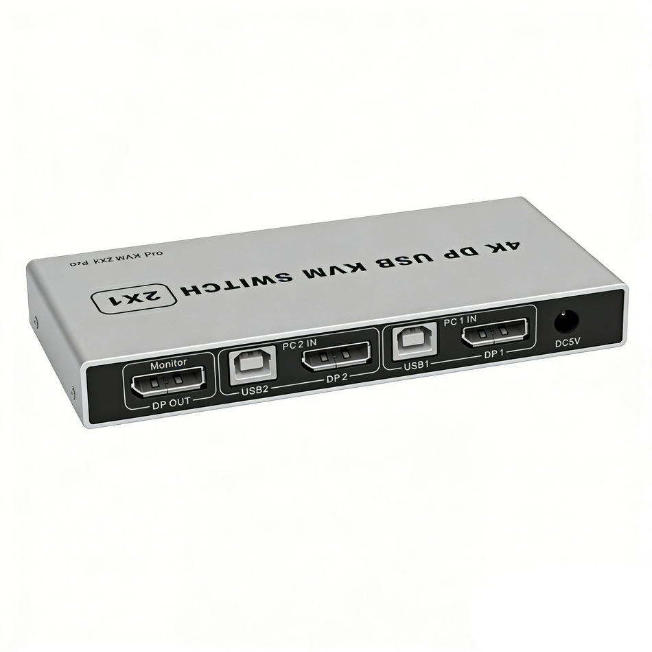2-Port DisplayPort USB KVM Switch 4K/60Hz with Hotkey Switching