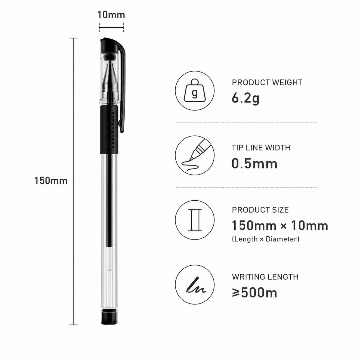10 Pack 0.5mm Rollerball Pens with Refillable Ink – product image 6