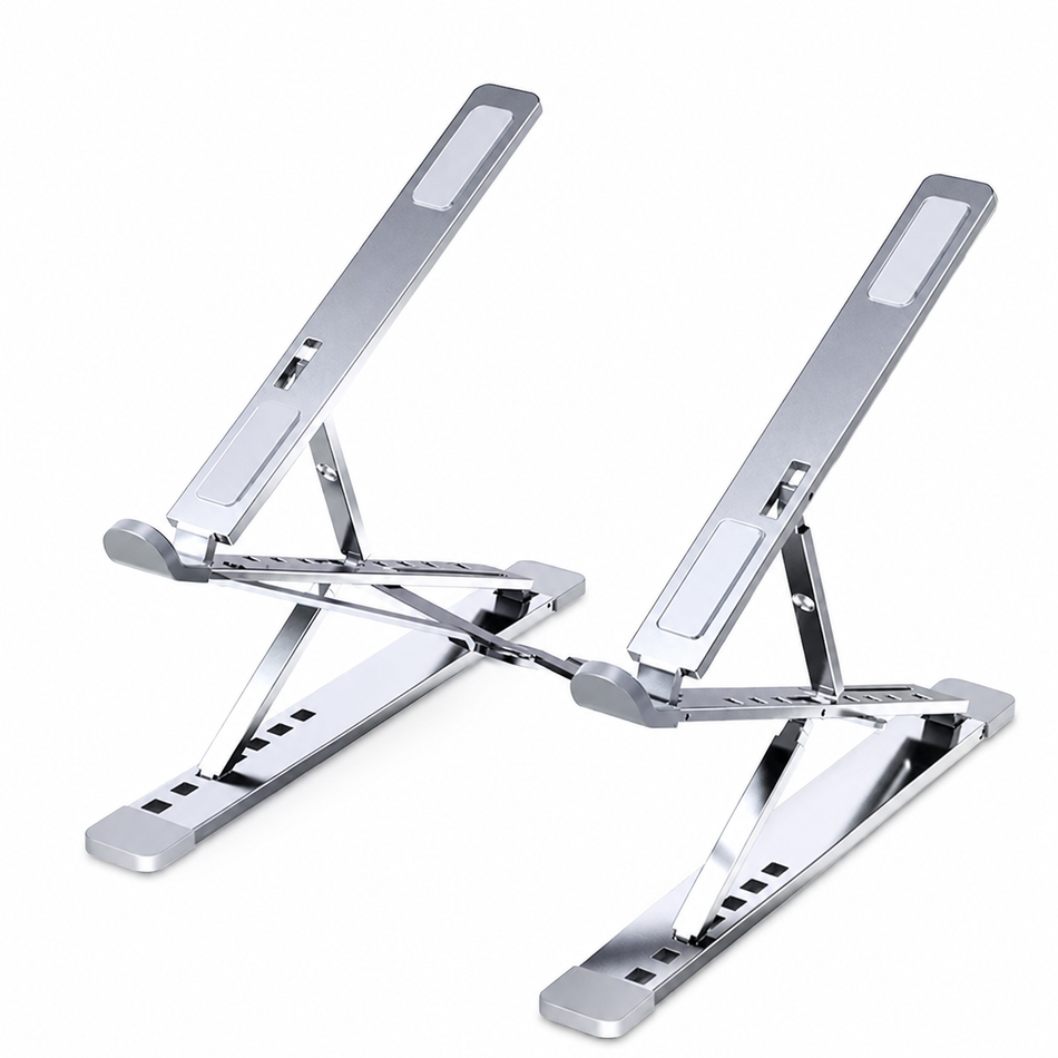 Adjustable Foldable Aluminium Laptop Stand – Silver or Black