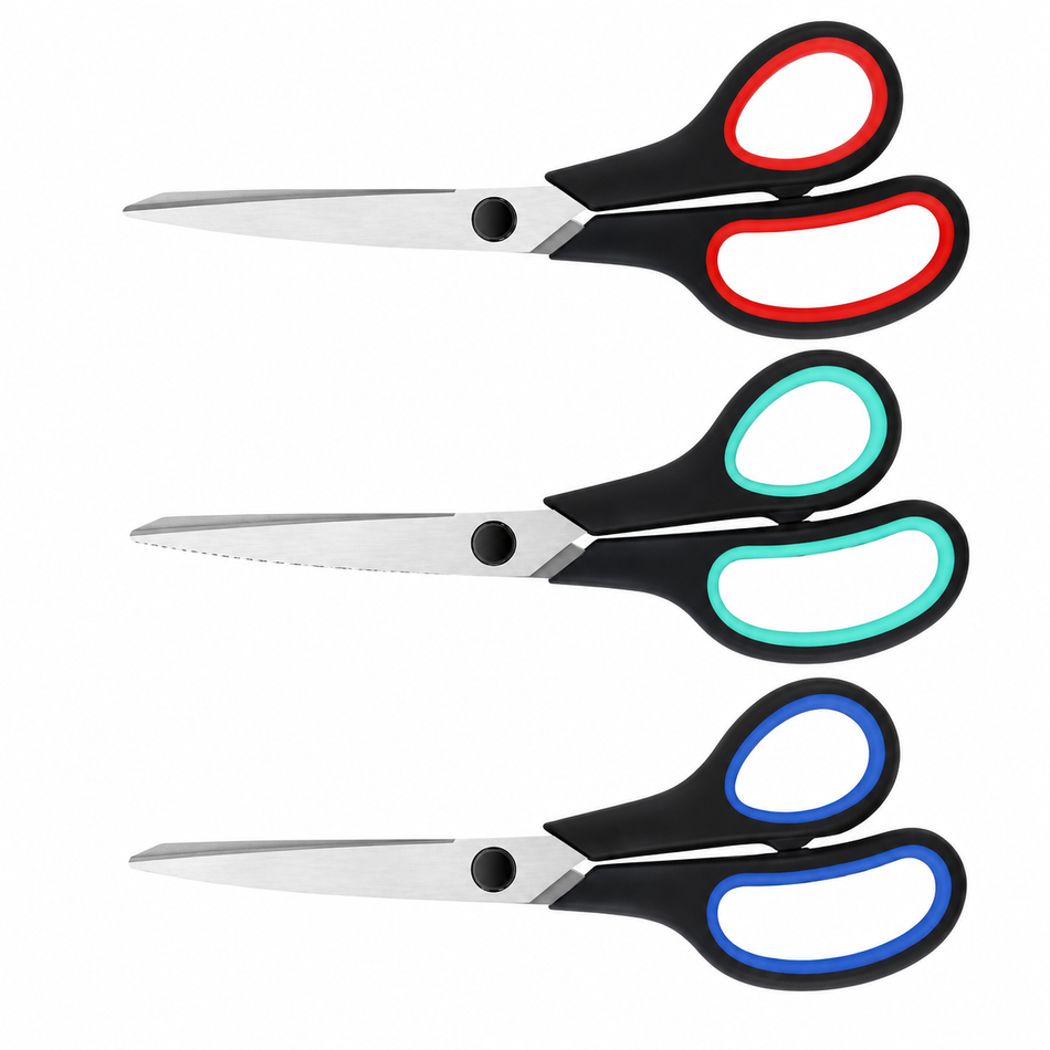8.5-Inch Multipurpose Office Scissors with PVD Coated Stainless Steel Blades and Soft Grip Handle