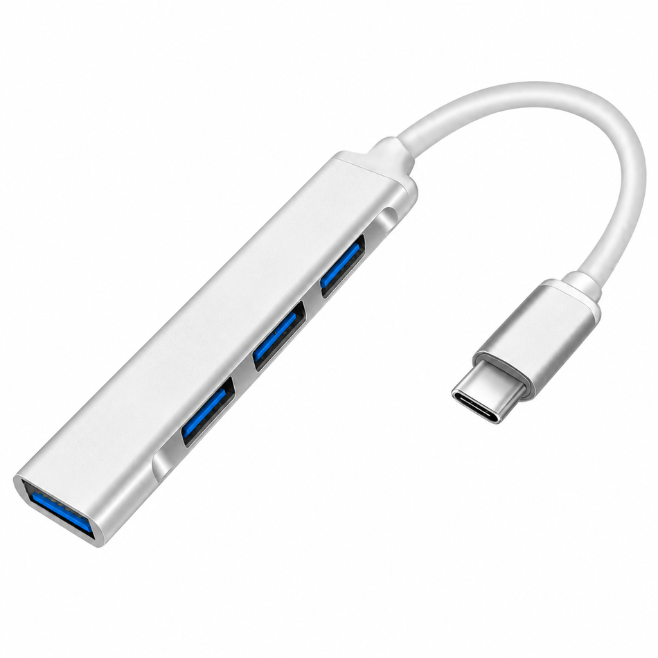 Ultra-Slim 4-Port USB-C Hub – 1x USB 3.0 + 3x USB 2.0 (Type-A)