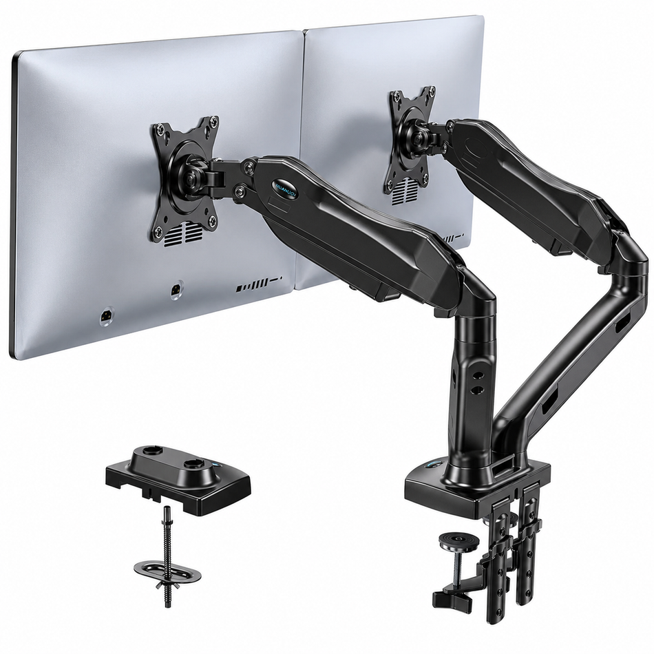 Dual Monitor Desk Mount with Height Adjustable Arms and VESA Support