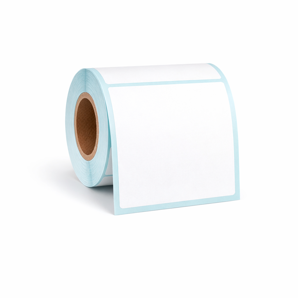 Roll of white 100 × 100 mm direct thermal labels