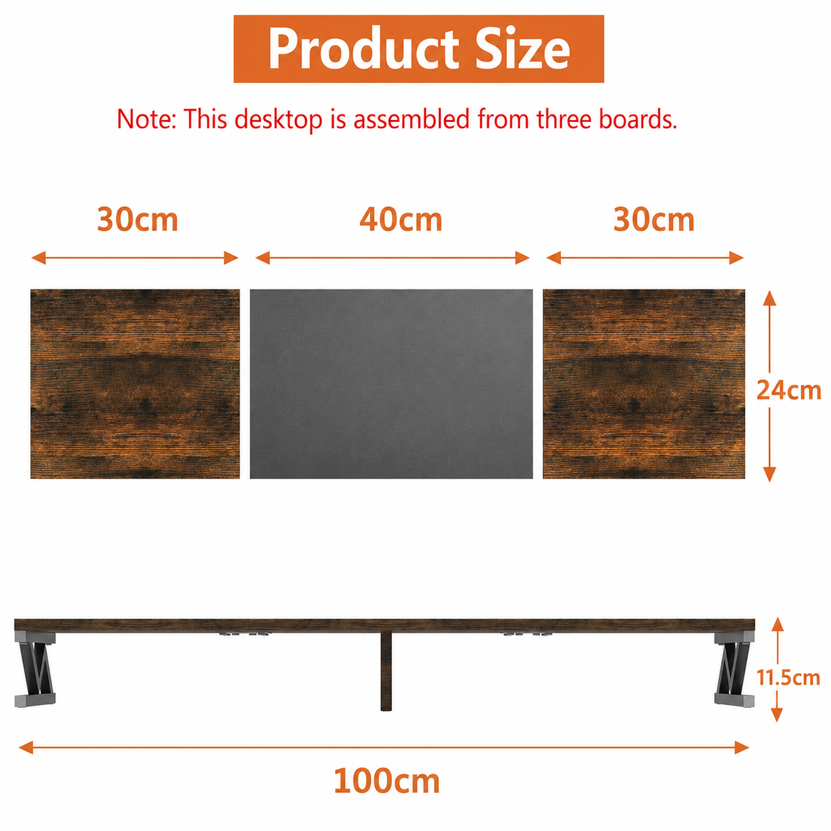 100cm monitor stand riser dimensions and three-panel design