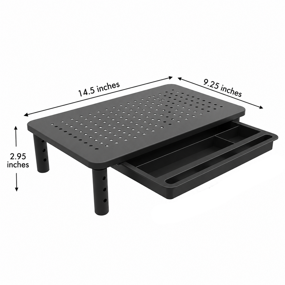 Adjustable Monitor Stand Riser with Storage Drawer