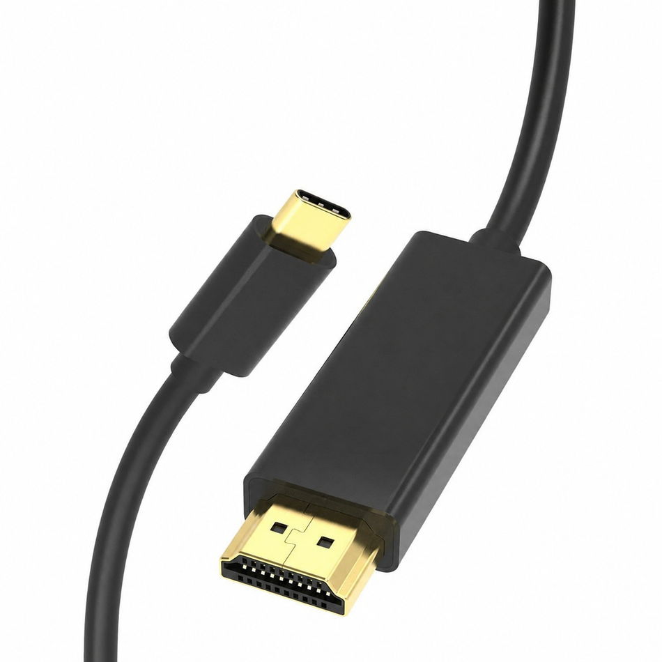 USB-C to HDMI 2.0 cable with black connector housings