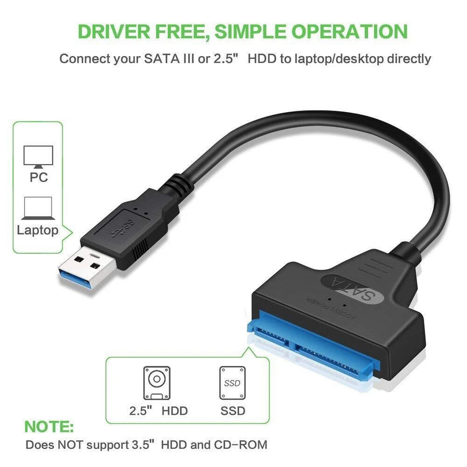 USB 3.0 to SATA Adapter Cable for 2.5" HDD & SSD – UASP